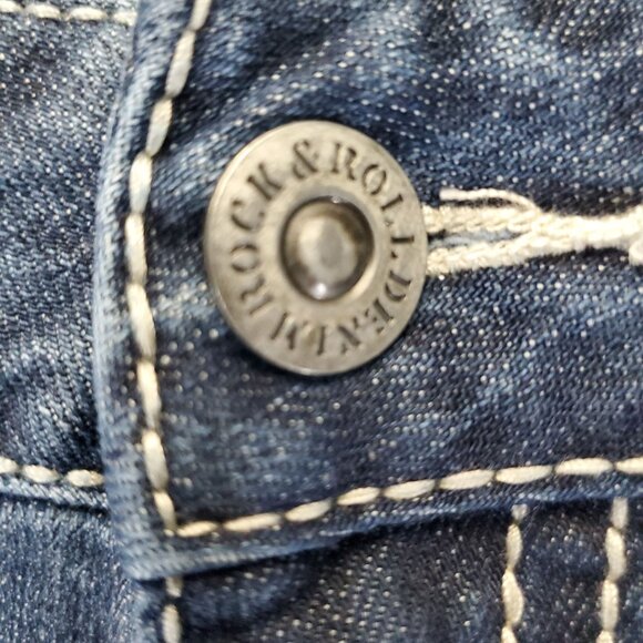 Rock & Roll Denim Jeans Mens 34x30 Blue Pistol Straight Regular Denim - Picture 10 of 14